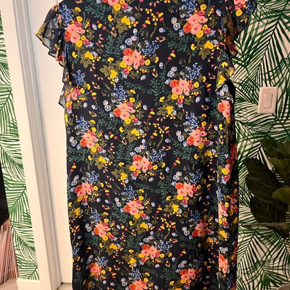 Madewell x No. 6 Black Floral Silk Ruffle Mini Dress Size 4 - Picture 6 of 10